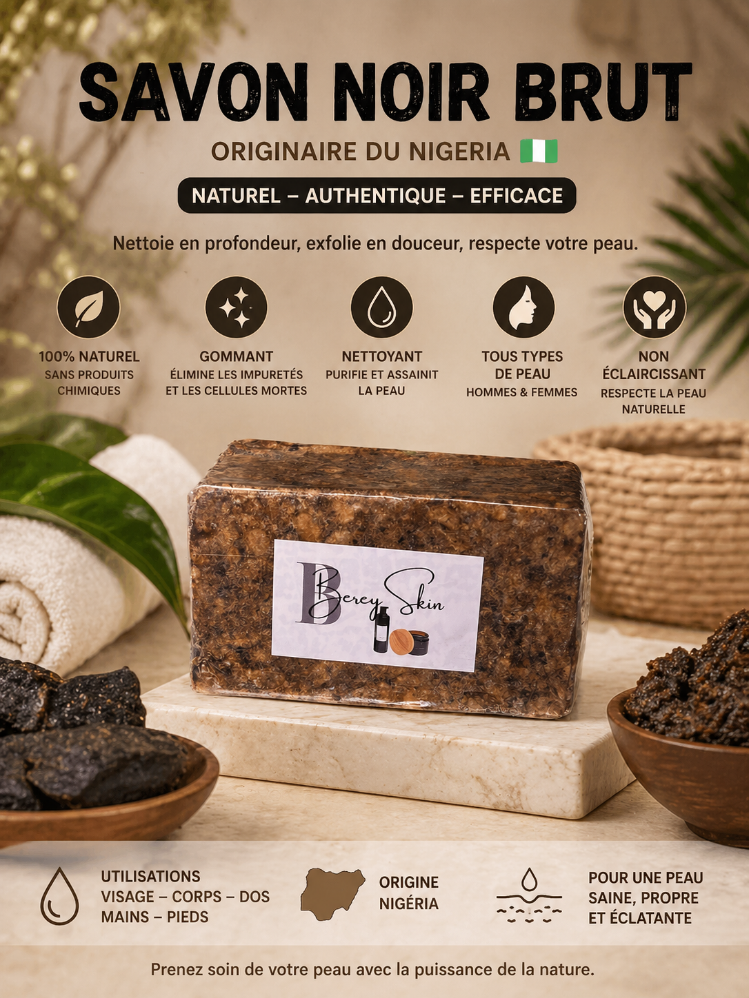 Savon noir nigérian Brut